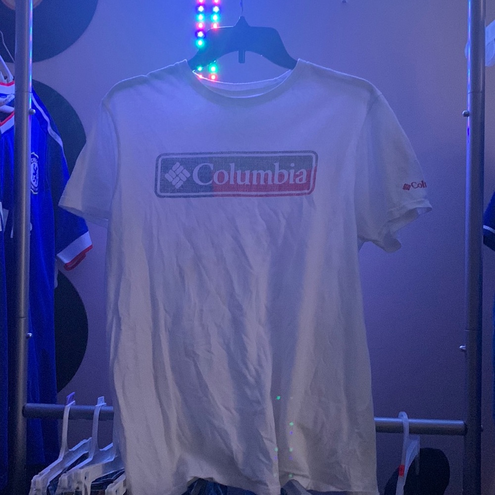White Columbia shirt Texas themed